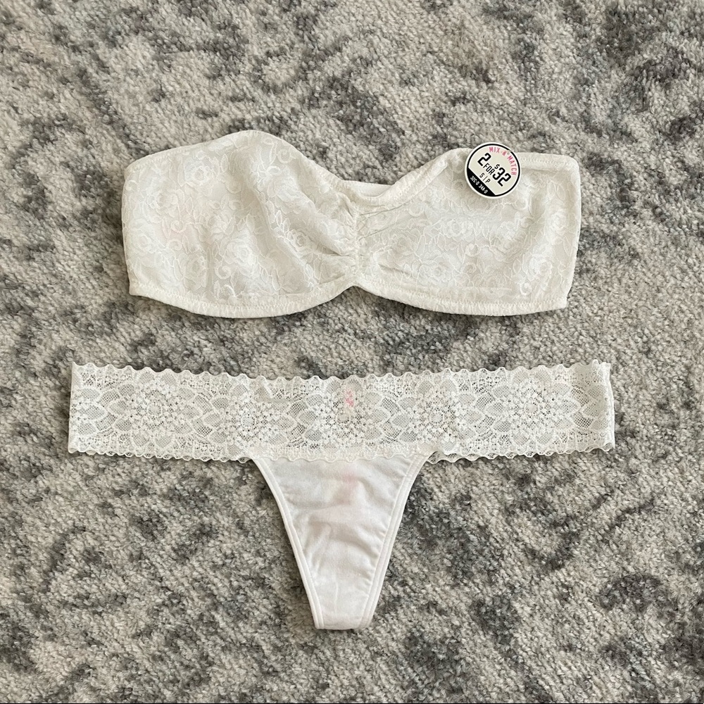 VSPINK white bandeau bralette + panty